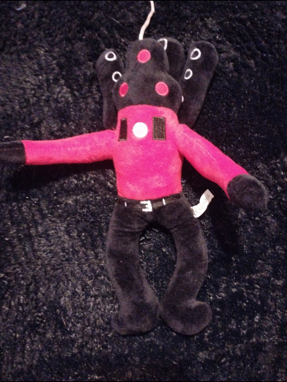 Plush Octopus Character Toy in Black and Hot Pink